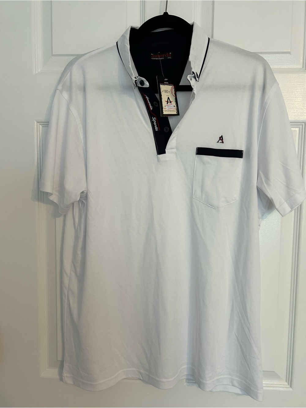 Amerda Collection NWT White Polo with Black Contrast Trim Sz XXL